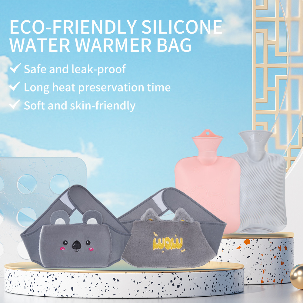 Bolsa de agua caliente de conejo de peluche alargada para la cintura, bolsa de agua caliente de PVC para la cintura.