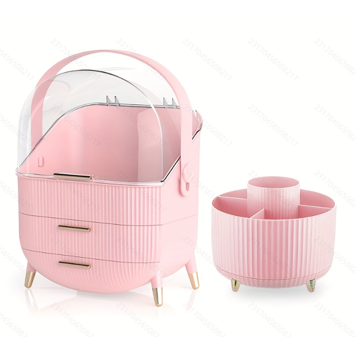 Caja de almacenamiento de plástico de lujo ligero para el hogar Caja de almacenamiento de cosméticos tipo cajón Gabinete de almacenamiento a prueba de polvo de escritorio de alta calidad