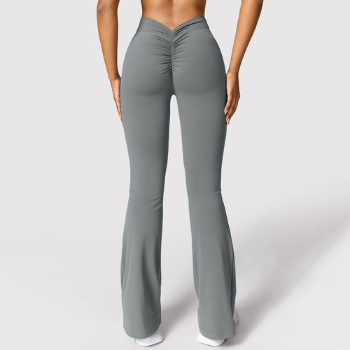 European and American Amazon Seamless Flared Yoga Pants Women's High-Waisted Hip-Lifting Leggings for Sports and Fitness