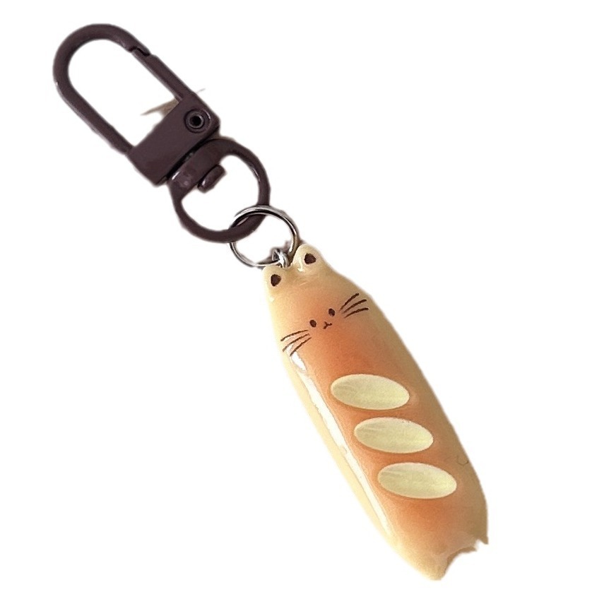 カレーボタンe 27うさぎの熊の棒のパンの食べ物と遊びのキーホルダーが可愛いです。