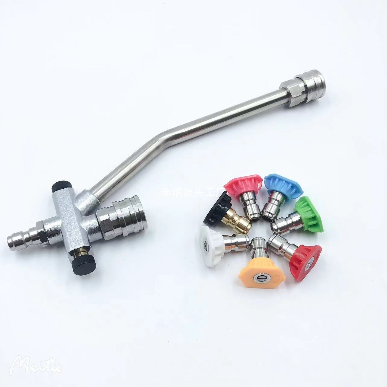 跨境 高压洗车机水枪自由切换两用不锈钢1/4快接头PA泡沫喷壶配件