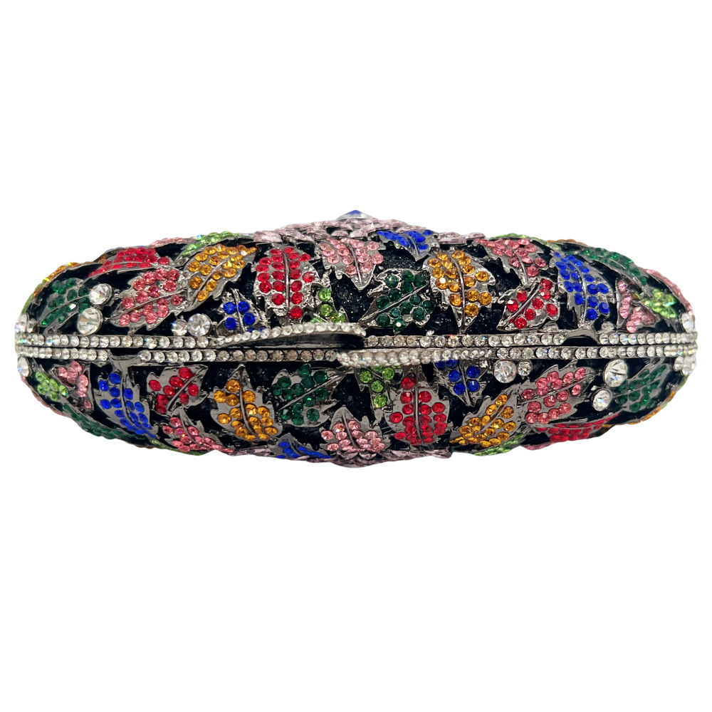 Bolsa de cena de diamantes flor tridimensional bolsas de mano de banquete de diamantes de color bolsas de mano de mujeres cajas metálicas huecas bolsas de mano
