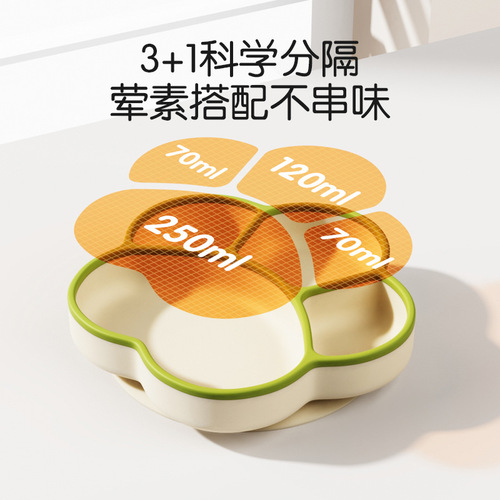 Hot-selling hot products baby plates divided into grid bear claw silicone bowls baby self-eating training plates children suction cups tableware