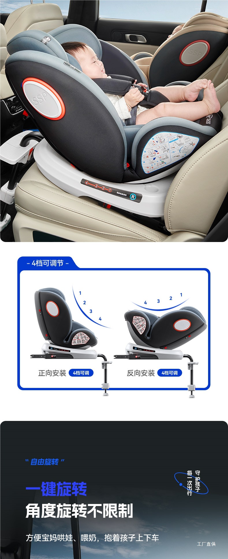 Qiaobeibi Kids Safety Seat Car for Babies, Infants and Toddlers, Newborns 0-4-12 Years Old Can Sit on Peihui