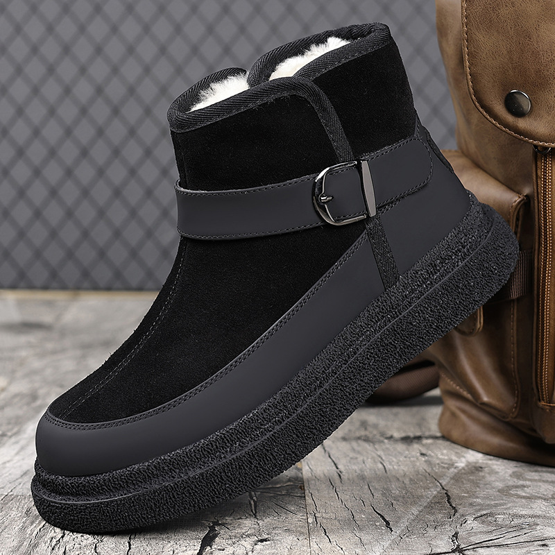 Botas de nieve para hombres pieles de invierno más gruesas nuevas botas de lana de cuero de fondo grueso del noreste.