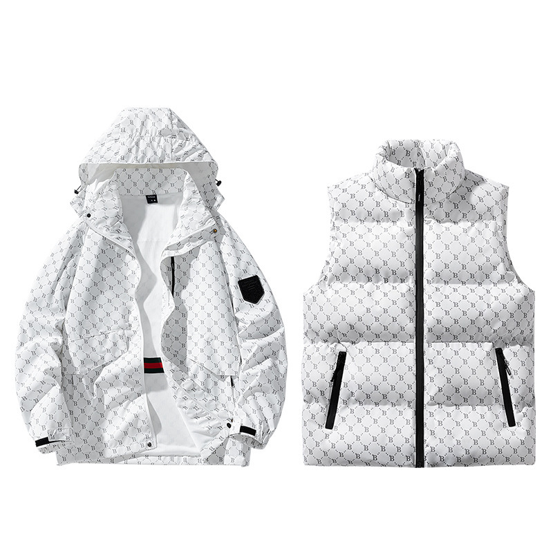 2024 nuevo estilo B explosión de moda casual de algodón cálido hombre sin mangas grueso chaleco de dos piezas