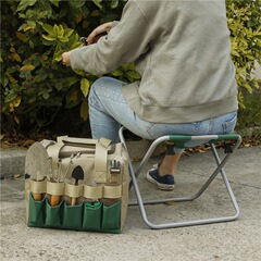 Folding Garden Fishing Bench Portable Detachable Thick Canvas Bag Outdoor Multi-functional Stool Garden Tool Kit