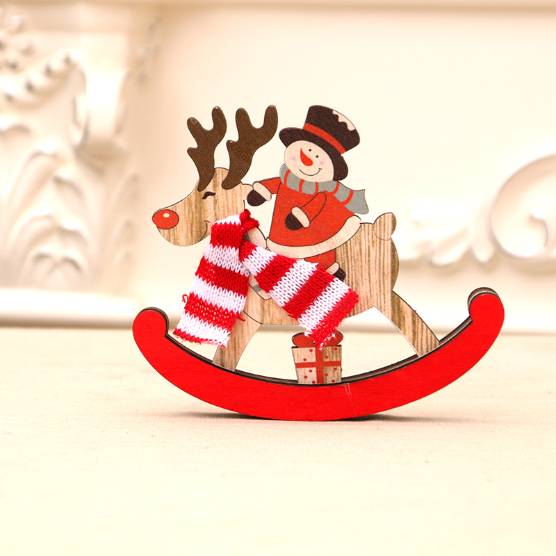 Navidad decoraciones de Navidad madera mecedora caballo Navidad pequeño regalo de Santa Claus pequeños adornos de regalo