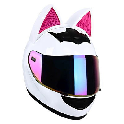 Seasons, Detachable Full-Face Helmet for | Motosiklet kaskı (dəbilqə) - white-cat-phantom-lenses-m