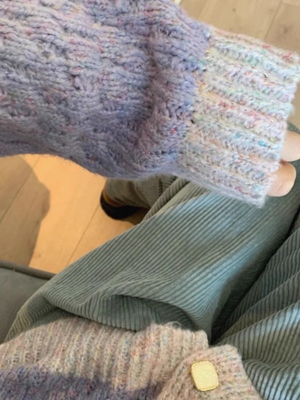 新款v领短款毛衣小外套女秋冬小香风奶fufu宽松软糯针织开衫上衣|undefined