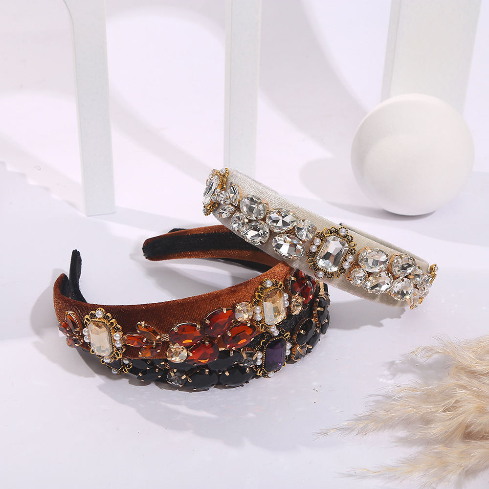 80g Weight Simple Style Geometric Rhinestone Flowers Rhinestones Hair Band 1 Piece