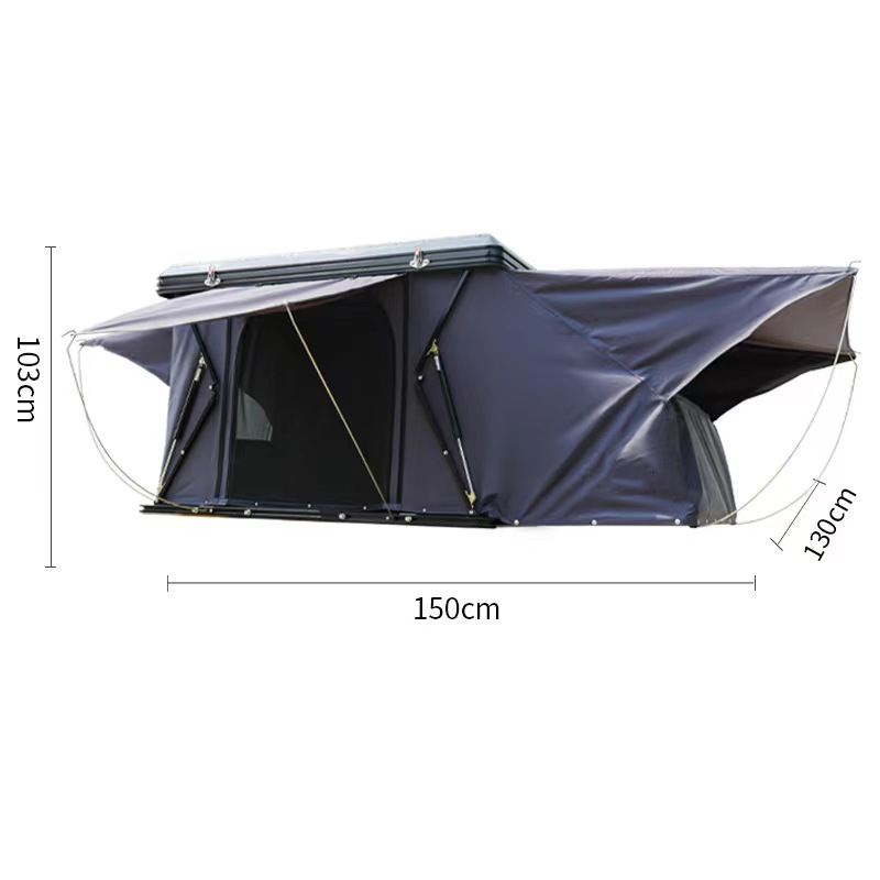 Factory outdoor Black hard shell waterproof foldable car roof self-driving camping camping long-distance travel tent