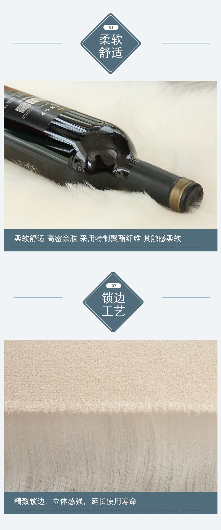 White Plush Round Carpet Living Room Floor Mat Bedroom Bedside Dresser Carpet Computer Chair Imitation Wool Blanket