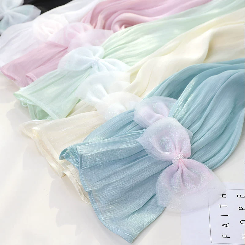 Summer elegant protection sleeve with bow, comfortable thin sleeves, sun protection, loose fit, puff sleeves