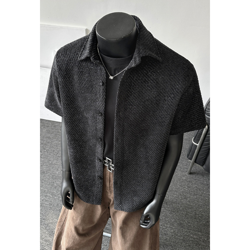 Oversize Casual Basic Shor-sleeve Shir, Unisex, Hong Kong Syle, Rendy, Loose And Versaile, Five-quarer Sleeve_voghion.com
