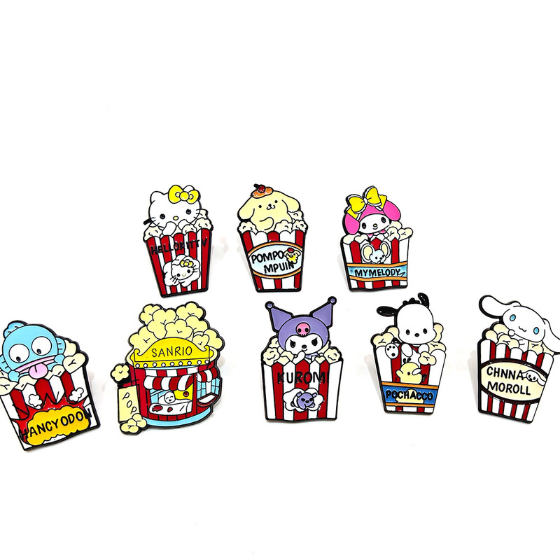 New Sanrio Popcorn Series Brooch Kt Cat Big-Eared Dog Kuromi DIY Badge Accessories New Sanrio Popcorn Series Brooch Kt Cat Big-Eared Dog Kuromi DIY Badge Accessories