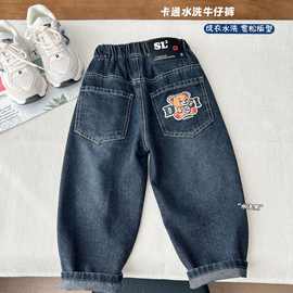 2026春款童装男童儿童中童男孩印花卡通牛仔长裤牛仔裤子批发代发
