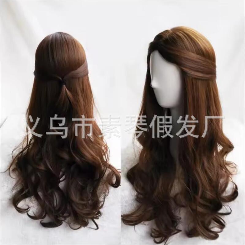 Beauty and the Beast Belle Princess Wig Dark Brown Long Curly Hair Cosplay Long Curly Hair Belle Princess