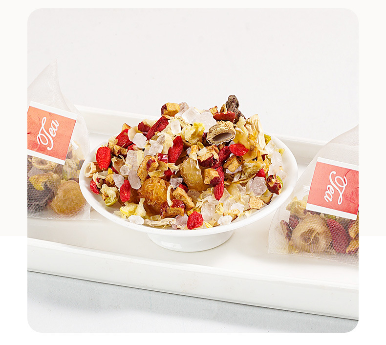 Xiao Diao Pear Soup Herbal Tea Bags 500g 50 Count No-Cook Brew Blend with Snow Pear Dried Lily Bulb and Goji Berry in use