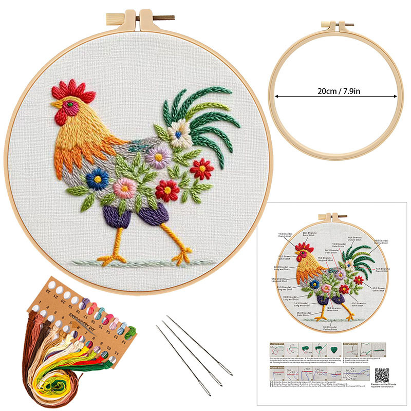 Nuevos productos de gallo bordado DIY material de mano bolsa de bordado tridimensional europeo material DIY Amazon Inglés transfronterizo