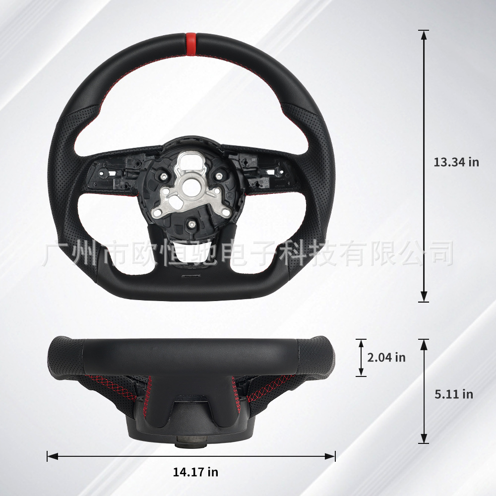 Cross-border hot sale is suitable for Audi RS 17 full leather red positioning line full leather car steering wheel assembly