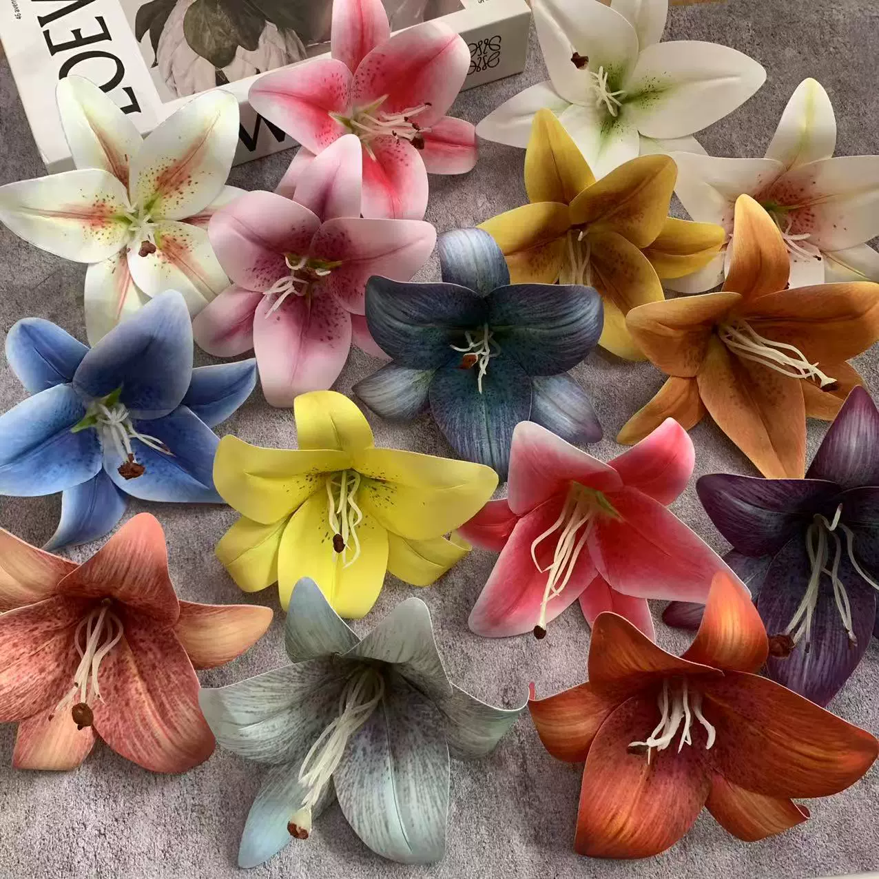 3d打印胶片百合仿真花拍摄网红鞋花配饰花墙花朵高仿真DIY装饰
