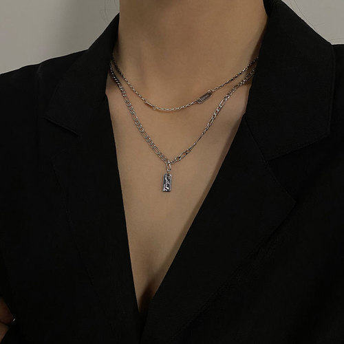 Design-Style Double Layer Necklace for Women  New Titanium Steel Ins Hip-Hop Clavicle Chain Light Luxury Unique Ethereal Accessory