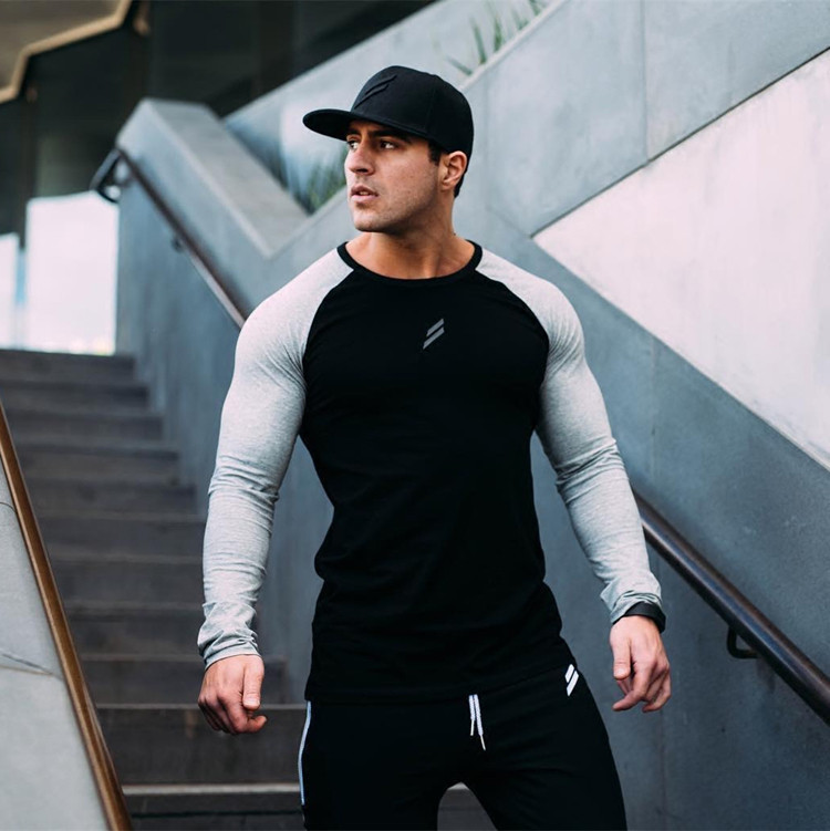Autumn Men's Fitness Training Tights Men's Long-sleeved T-shirt Stretch Quick-drying Top Running Sports Coach Wear Thin