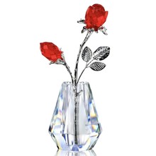 水晶仿真玫瑰花家居装饰品七夕礼物客厅玄关卧室桌面摆件粉水晶