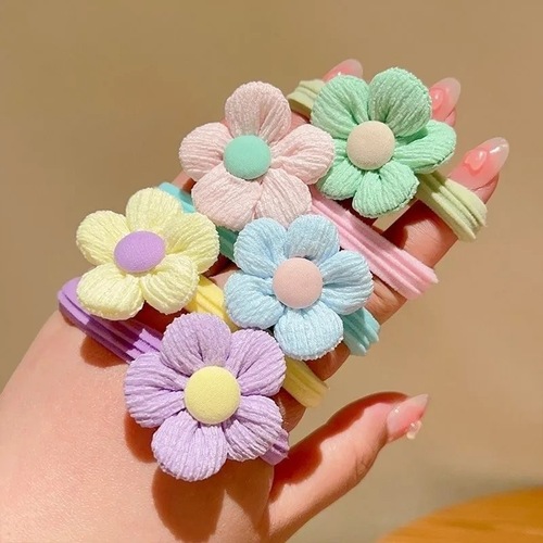 Colorful flower hair accessories, rubber bands, children's headbands, bow hair ties, cute, non-damaging, high-elastic hair rope headbands