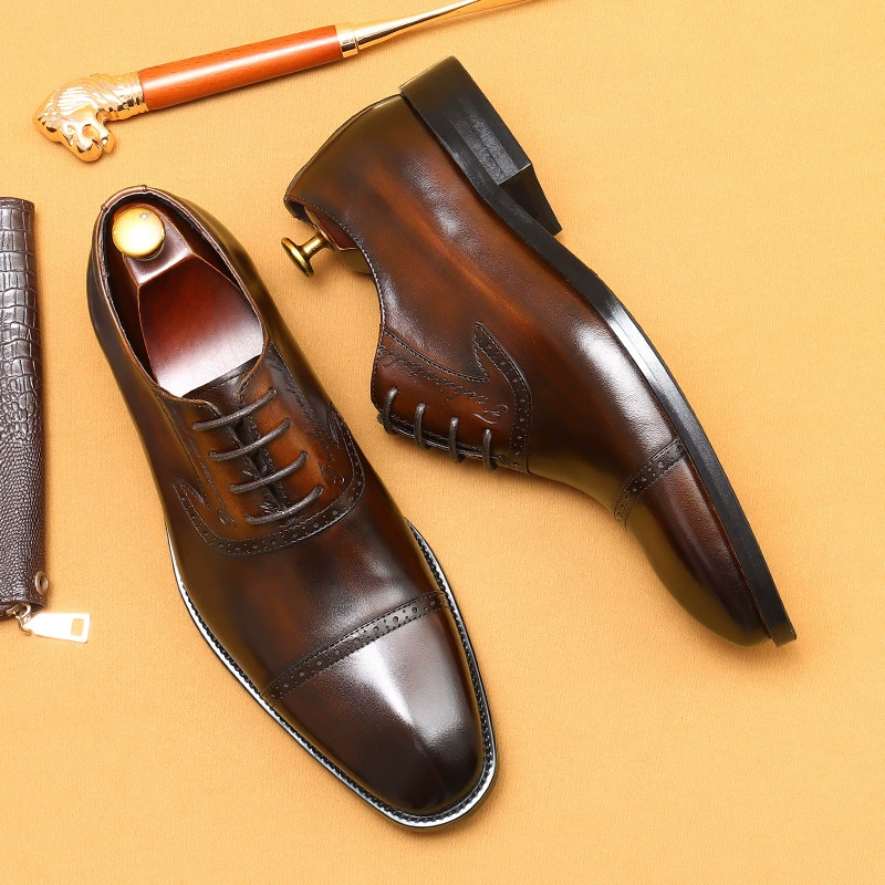 [Исключительно для vip] кожаная обувь мужская кожаная одежда бизнес три шарнира обувь Оксфорд кожаная английская мужская обувь