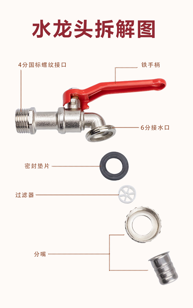 Tangke cross-border ton drum accessories, household outdoor garden fully automatic washing machine, 4-point single output zinc alloy faucet undefined
