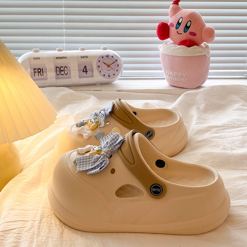 카키·시나몬 강아지 리본