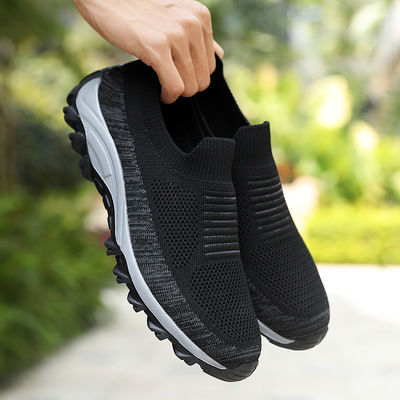 夏季透气中老年健步鞋软底舒适老人鞋休闲男鞋轻便套脚单鞋批发|ms