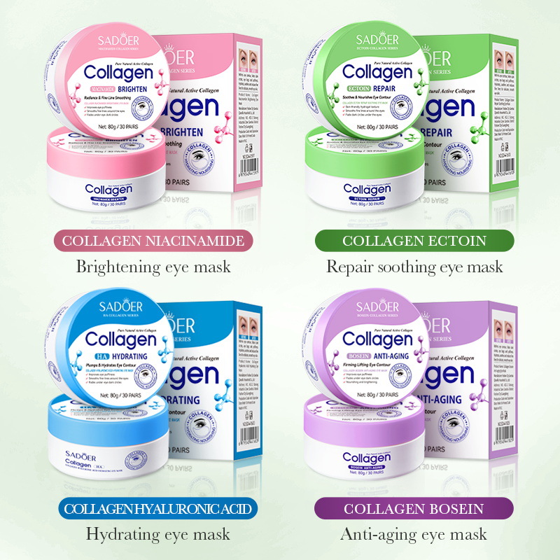 All-English SADOER Collagen Hyaluronic Acid Eye Mask, Hydrating, Moisturizing, Anti-Wrinkle Eye Mask, Skincare Products Wholesale