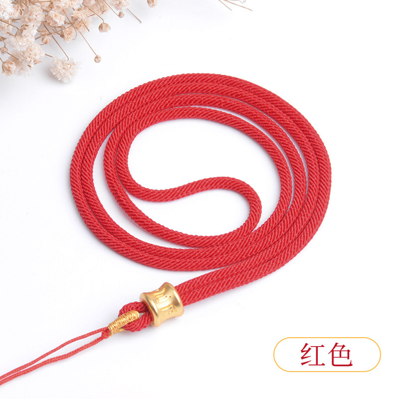 Six-character mantra gold beads red