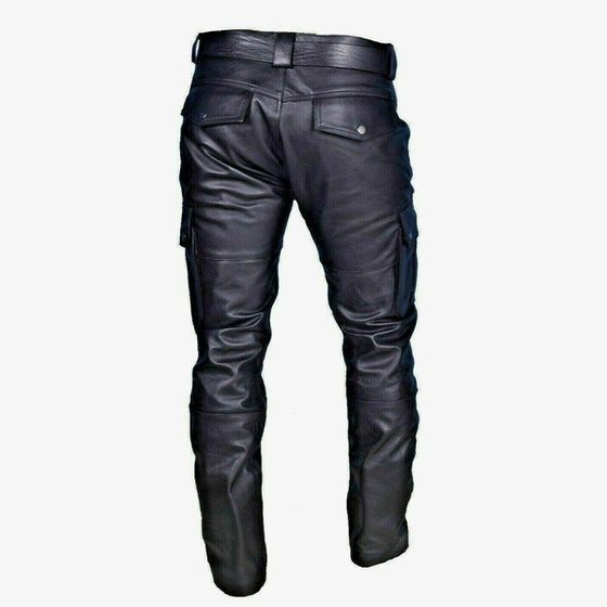 2024 Cross-border New Explosions wish Amazon Hot Selling European and American Solid Color PU Strap Casual Men's Leather Pants KZ2332