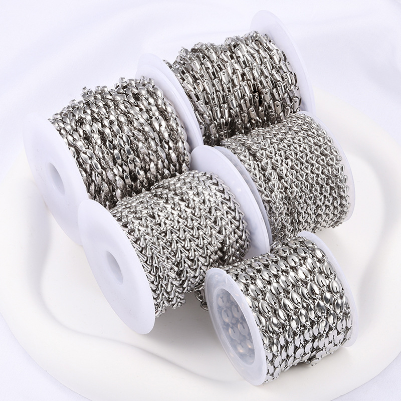 1 Pieza Acero Inoxidable 304 Cadena De Nariz De Cerdo Cadena Portacables Cadena De Pan Al Vapor Accesorios De Joyería display picture 5