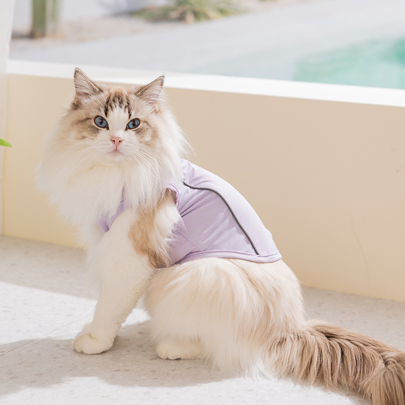 26 primavera y verano ropa de mascotas chaleco chaleco sombrero refrigeración perros ropa de gato perros pequeños y medianos