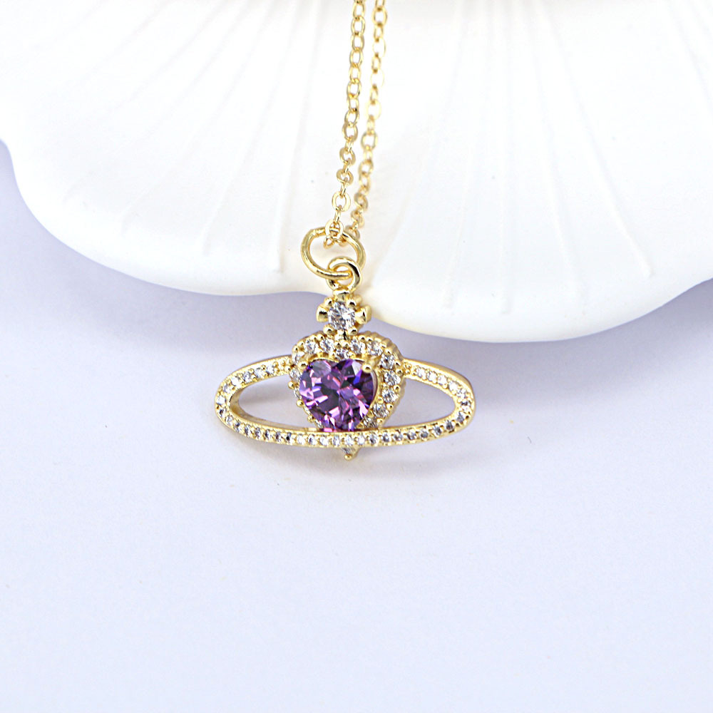 Collier De Cuivre Pendentif De Niche De Coeur De Zircon Creux De Mode display picture 2