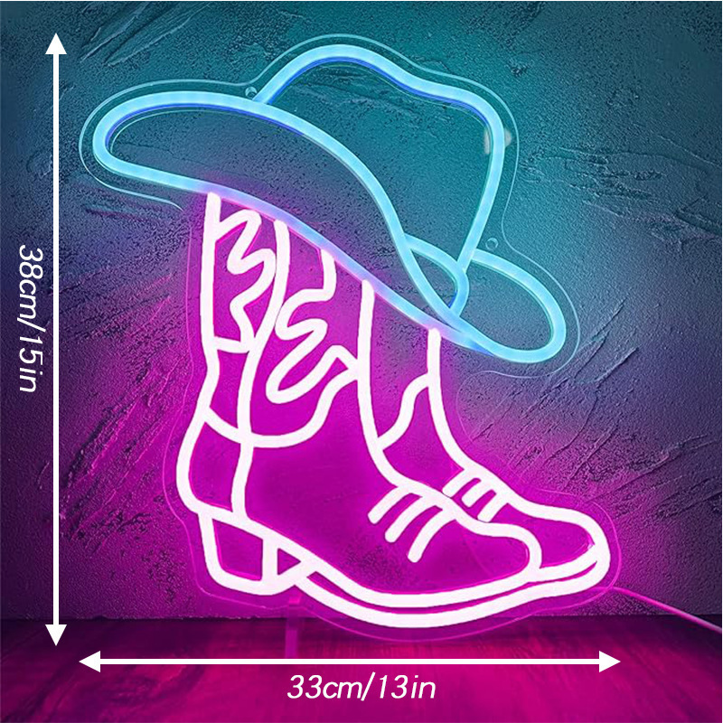 Neon Led Luminous Shoes Bar Cowboy Shape Light Basketball Shoes Decoration Neon Luminous Word Advertising