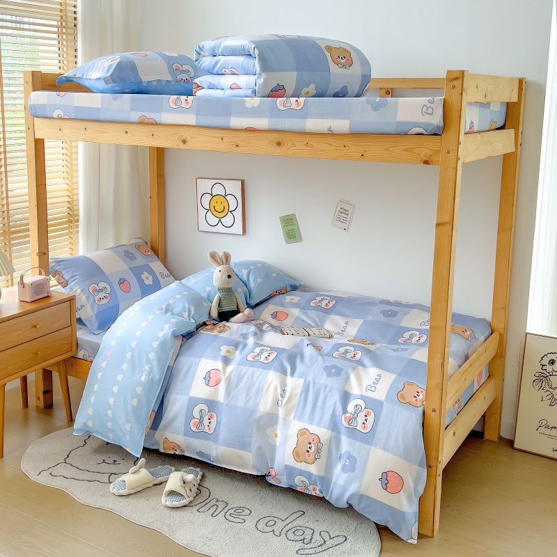 Juego de cama de tres piezas para estudiantes universitarios algodón puro 2025 sábana nueva cubierta de edredón dormitorio cama individual