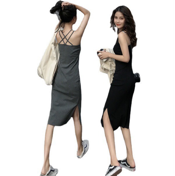 Long summer fitted base dress