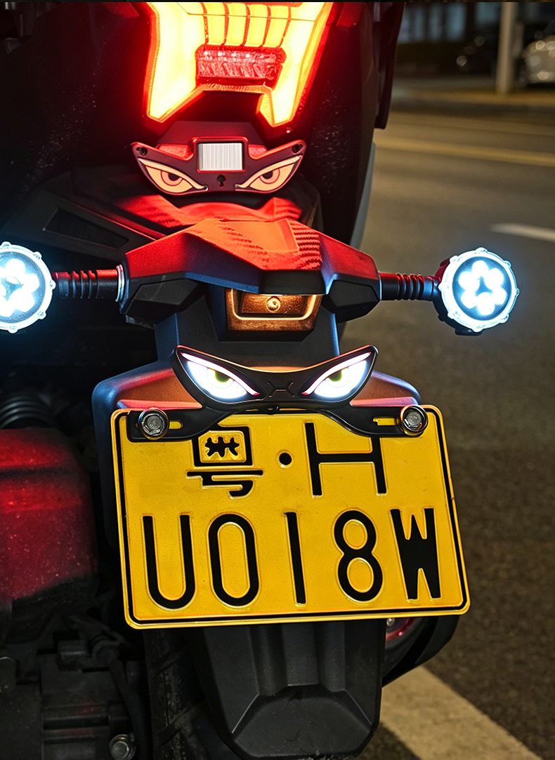 Cross-Border Motorcycle Led License Plate Light, Devil's Eye Ambient Light, Electric Vehicle Modified Decorative Tail Light, Universal Warning Light