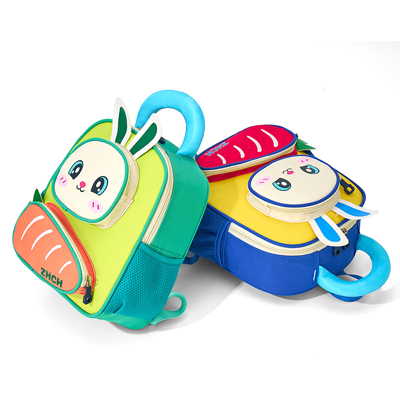 Dibujos animados lindo jardín de infantes mochila para bebé lindo conejo blanco divertido zanahoria mochila para niños y niñas mochila para niños marea
