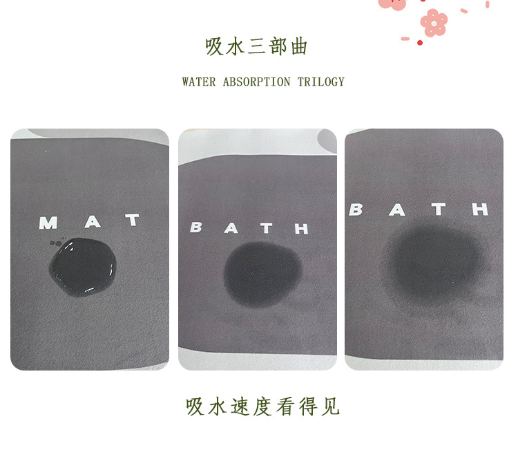 Hellokitty Cute Soft Diatom Mud Bathroom Floor Mat Absorbent Non-Slip Bathroom Carpet Absorbent Mat Foot Mat