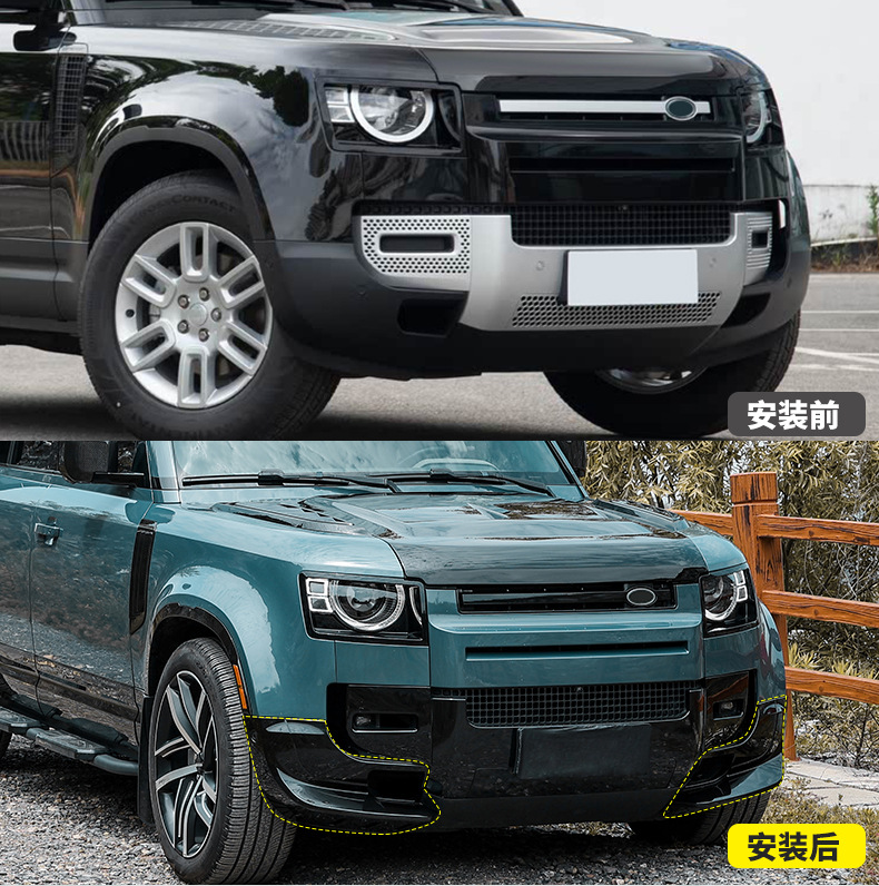 Suitable for Land Rover New Defender Front Lip Kit Angle Front Bumper Aerodynamic Blade Exterior Modification Accessories Front Bars