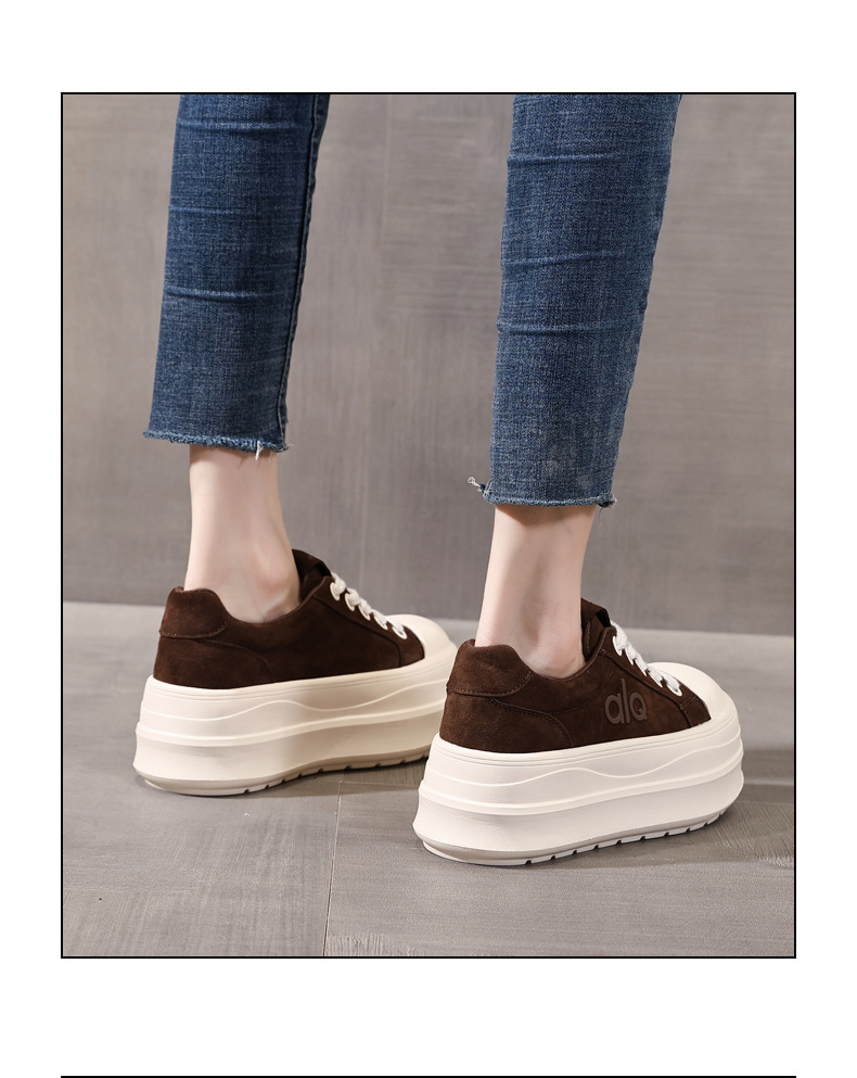 Giày sneaker nữ đế dày tăng chiều cao HY9858 phong cách platform — màu nâu chi tiết 16