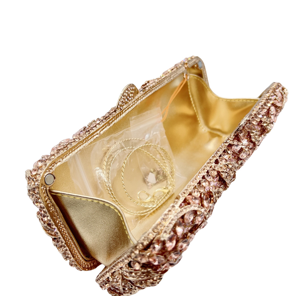Túi clutch nữ đính đá kim cương cầm tay dự tiệc phong cách châu Âu — sâm panh