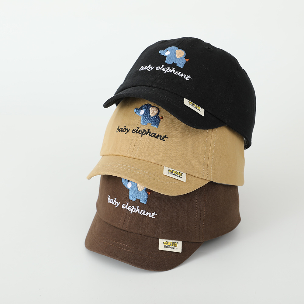 Sombreros de primavera para bebés pequeños elefantes bordados delgados sombreros de goma suave para bebés sombreros de béisbol de protección solar para niños y niñas